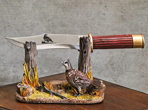 Ebros Rustic Open Country Quail Hen Bird Display Holder Statue With Decorative Shotgun Shell Casing Handle Blunt Blade Dagger Knife Figurine Set Centerpiece Decor Letter Opener Quails Farmhouse Accent