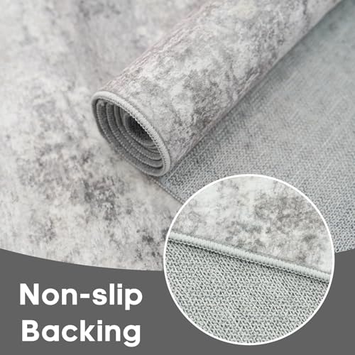 Washable 3x12 Hallway Runner Rug: Washable Non Slip Carpet Grey | Long Entryways Kitchen Living Room - Abstract Modern Neutral Thin Low Pile Runners 3x12 Grey - color: Grey01, size: 3' x 12' (Rectangular)