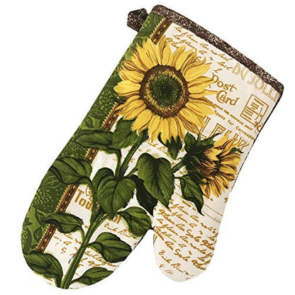 Kitchen Towel 5 Piece Linen Set 2 Towels 2 Pot Holders 1 Oven Mitt (Sunflower 2) - color: Sunflower 2