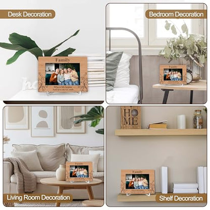 YSTEP Family Where Life Begins And Love Never Ends Picture Frame, Family Photo Frame, Fathers Day, Mothers Day Gifts, Wood 4x6 Picture Frame for Desk Display-B17 - style: Style 4