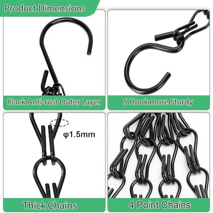 Heybe Hanging Baskets Chains 16 Inches 4 Leads Hanging Chains with S Hooks, Flower Pot Hanger Replacement Plant Hangers for Planters and Lanterns, Pack of 3 - size: 16 Inches 4 Leads