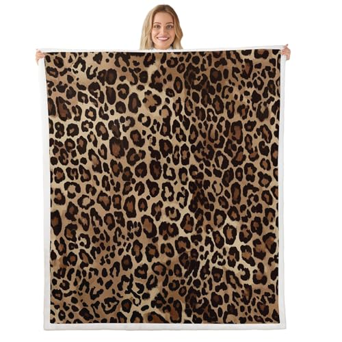 Leopard Print Flannel Blanket Cheetah Decor Wall Sherpa Blanket Geometric Throw Blanket African Safari Animal Plush Blanket Modern Abstract Pattern Bed Blanket for Kid Boy Men Throw 50"x60" - color: Sx11147, size: Throw( 50"x60")