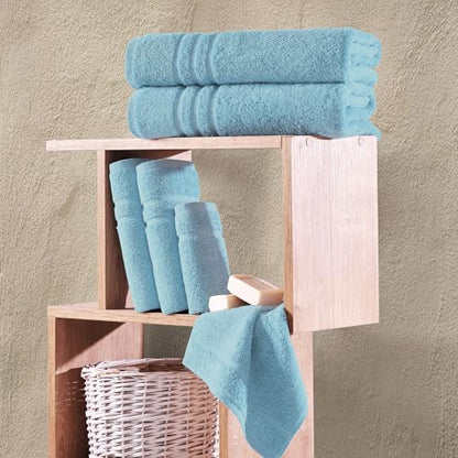 Hawmam Linen Personalized Towels - Customized Turkish Cotton Towel Set, Monogrammed Towels with Initial, Name & Embroidery, Idea for Weddings, Bridal Showers, Anniversaries, for Couples - Light Blue - color: Light Blue