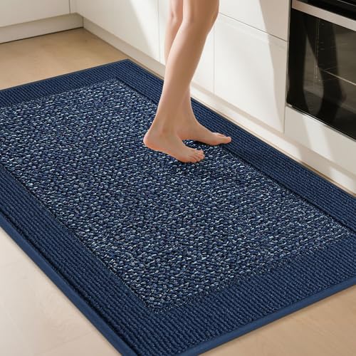 BEQHAUSE Kitchen Rugs 32"x48", Non Slip Kitchen Floor Mats Washable, Blue | Kitchen Mats for Floor, Extra Absorbent and Stain Resistant Kitchen Runner Rugs for Laundry, Entryway, Hallway & Sink - color: Blue, size: 32" X 48" (Rectangular)