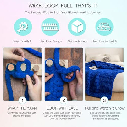 68'' Chunky Yarn Blanket Loom for DIY Throw Blankets, Adjustable Size Hand Knitting Yarn Chunky, Easy Operation for Cozy Handmade Blankets, Ideal for DIY Beginners
