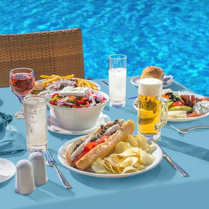 Square Vinyl Waterproof Tablecloth with Flannel Backed | Spillproof Wipe Clean Table Cloth, Plastic Flannel Backing for Dining, Buffet Parties Picnic Camping, Aquamarine, 54" x 54" - color: Aquamarine, size: 54" x 54" (Square)