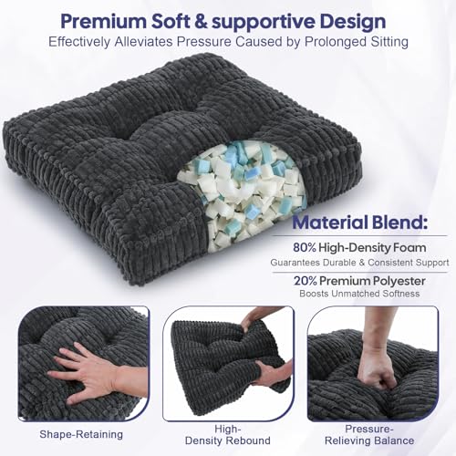 idee-home Recliner Cushions with Lumbar Support Pillow Set for Elderly | 20x20x5 Inch Recliner Seat Cushion Tufted, Large Square Seat Cushion Non-Slip Reduce Hip & Lumbar Pain - color: Grey Seat&lumbar