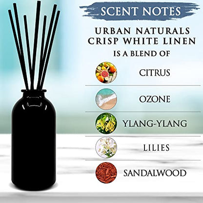Reed Diffuser Set, Crisp White Linen - Bathroom Shelf Décor - color: Crisp White Linen-black