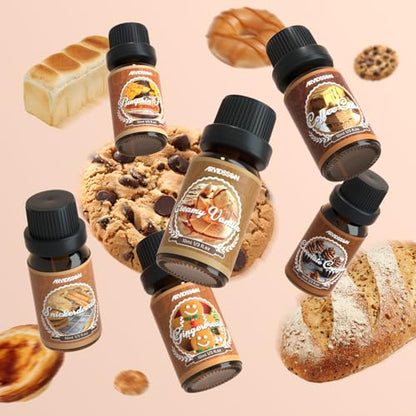 ARVIDSSON Bakery Essential Oils Set, Natural Fragrance Oil for Diffuser, Candle Making - Pumpkin Pie, Snickerdoodle, Gingerbread, Coffee Cake, Creamy Vanilla, Chocolate Cupcake - color: Beige