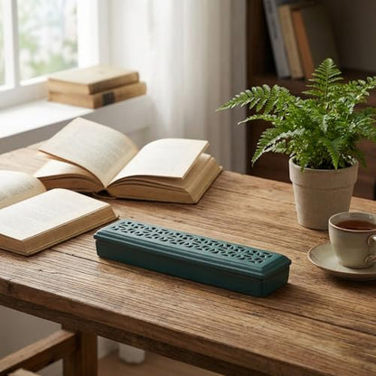 CEREMONY Incense Holder for Sticks, Ceramic Insence-Stick Holder Ash Catcher, Incense Holder Timkburner for Meditation Yoga Spa Room Incense Holder (Lever Green) - color: Lever Green