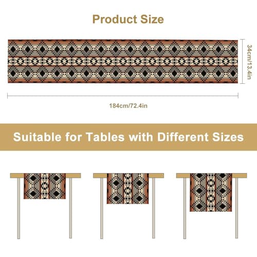 Ethnic Southwestern Table Runner, Navajo Tribal Native American Boho Geometric Table Runner for Kitchen Table Dining Room Coffee 13x36in - color: Aztec-5, size: 13x36in