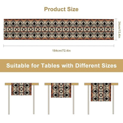 Ethnic Southwestern Table Runner, Navajo Tribal Native American Boho Geometric Table Runner for Kitchen Table Dining Room Coffee 13x36in - color: Aztec-5, size: 13x36in