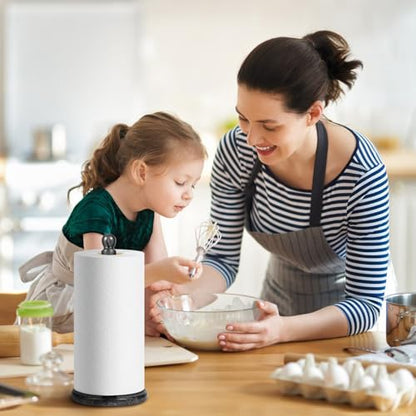 Natural Marble Paper Towel Holder for Kitchen Countertop - 2.6 lbs Heavy Duty Weighted Base for One-Handed Tearing -Fits Extra-Large & Jumbo Rolls - Elegant Modern Design with Ball Top - Black - color: Black & Grey