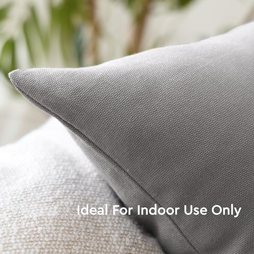 Cotton Canvas Throw Pillow Covers By Encasa Pack of 2 Grey 12"x12" No Insert with Hidden Zipper | Decorative Cushion Covers for Fall, Halloween, Thanksgiving, Christmas | Durable Cotton Canvas | Concealed Invisible Zipper | Ideal for DIY & Embroidery | Li
