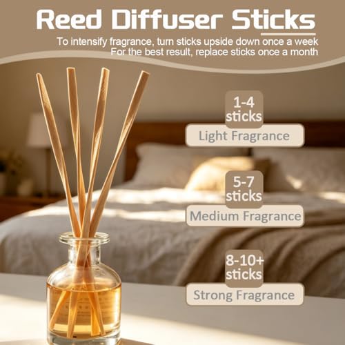 10 Inch Diffuser Sticks - Rattan Fiber Sticks for Essential Oil Aroma Diffuser, Long-Lasting Aroma Diffuser Replacement Sticks 25Pcs