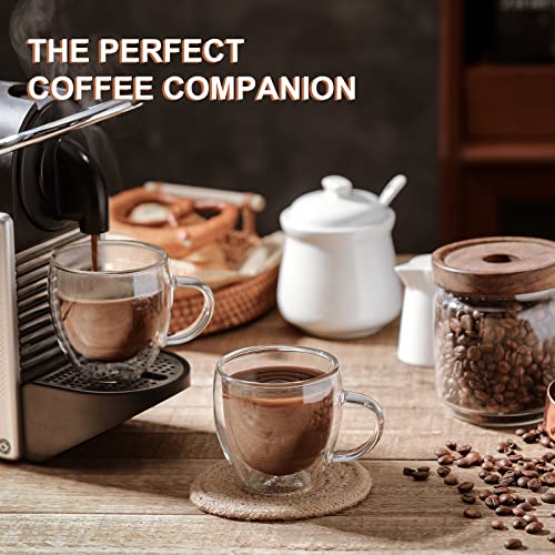 KitchenTour Insulated Coffee Mug 6 oz- Double Wall Glass Coffee Cup with Handle Set of 4 - Clear Glass Drinkware for Espresso，Cappuccino, Latte，Hot Beverages - style: 6oz