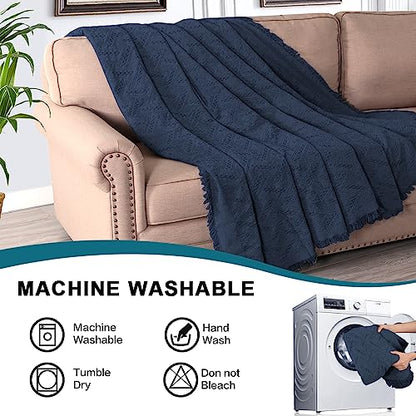 Turquoize Sectional Couch Covers L Shape Couch Cover Sectional Sofa Cover Washable 2 Pieces Couch Covers for Sectional Sofa Feature Geometrical Woven Jacquard Fabric (71" x 102"+63" x 110", Navy) - color: Navy, size: Small Sectional: 71" x 102"+63" x 110"