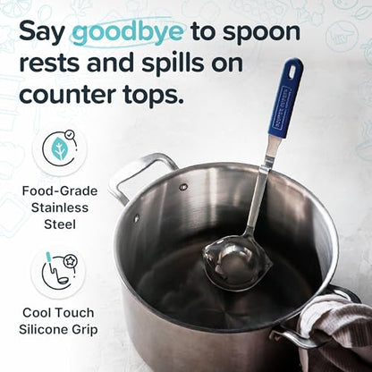 Souper Cubes Soup Ladle Stainless Steel with Patented Pot Hook, Blueberry | Durable Stainless Steel Ladle Hooks to Your Pot to Help Prevent Drips and Keep Counters and Stovetop Clean - color: Blueberry, size: Ladle 1-Pack