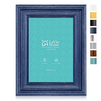 5x7 Picture Frames (3 Pack, Bule) Rustic Photo Frame Set with High Definition Glass for Wall Mount & Table Top Display - color: Blue, size: 5x7