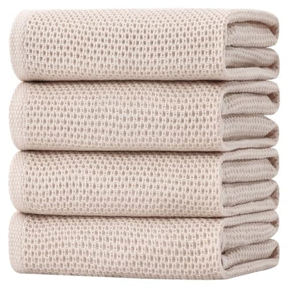 Homaxy 100% Cotton Oversized Waffle Weave Kitchen Towels 4-Pack, Beige | 20 x 28 Inches, Ultra Soft Absorbent Dish Towels, Quick Drying Large Cleaning Towels - color: Beige, size: 20 X 28 - 4 Pack