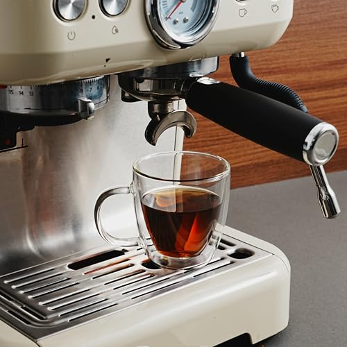 CNGLASS Insulated Espresso Glass Mugs 5.4oz/160ml, Small Clear Coffee Mugs Set of 2, Double Wall Glass Cups with Handle for Tea and Macchiato - size: 5.4oz