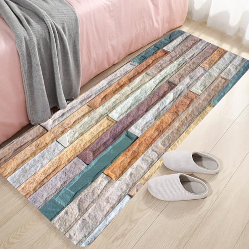Non-Skid Low Pile Sponge Foam Door Entry Rug for Bathroom Mat,Separate Tub Shower Skid Proof Rugs, Home 3D Optical Illusion Rug Non Slip Bath Mats Welcome Mat 47 x 17.5 inches - color: Multi14