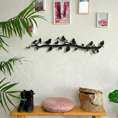 DEKADRON Metal Wall Decor, Birds on Branch, Metal Birds, Birds Sign Wall Art, Living Room Wall Art, Wall Hangings (30" W x 7" H / 75x17cm) - size: 29.5"L x 6.7"W