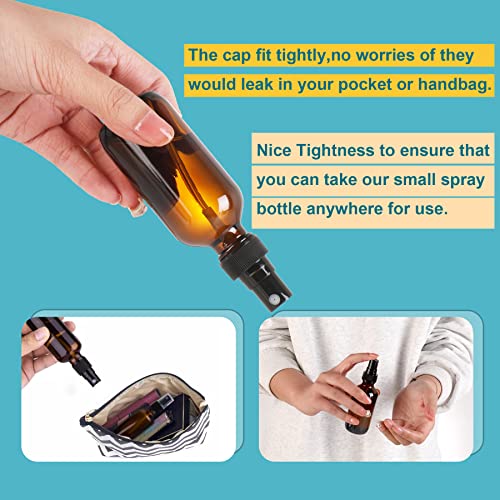 NOOEEISS Amber Glass Small Spray Bottle 2 oz 24 Packs,Fine Mist Sprayer Small Clear Bottles,Refillable Containers mini spray bottles for Cleaning Solutions and Skin Care (Amber 24pcs) - color: Amber, size: 24Pack