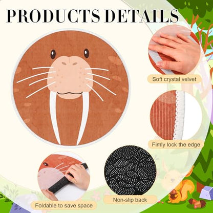 24 Pack Carpet Circles for Classroom, 16 in Non Slip Round Circle Mats for Classroom Sitting, Flexible Corner Circle Time Rugs for Reading Nook, Playing Areas, Library, Group Activity(Animal) - style: Animal