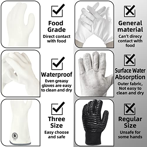 Silicone Oven Gloves, Heat Resistant Kitchen Oven Mitts, 1 Pair (7) | Food Grade, Waterproof, Easy Clean, Great for Baking, Kitchen Cooking, Grilling, Smoking, Frying, BBQ - color: White Standard, size: 7/S