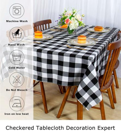 ShinyBeauty Checked Tablecloth Rectangle 54x80-Inch Black and White Buffalo Plaid Tablecloth Washable Check Table Cover Gingham Tablecloths for Dining Room Rustic Table Linen Christmas - color: Black & White, size: 80" x 54" (Rectangular)