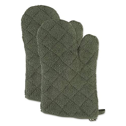 DII Basic Terry Collection 100% Cotton Quilted, Oven Mitt, Artichoke, 2 Piece - color: Artichoke, size: Oven Mitt