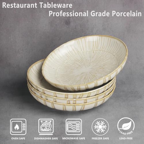 7.9-inch round dinner plates (4-pack), ceramic salad plates, dinner plate set, appetizer plates, suitable for salads, appetizers, desserts, and fruits. - color: White5