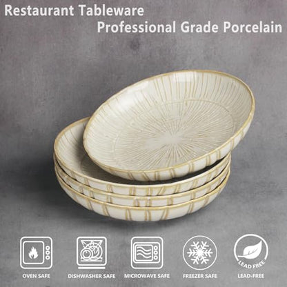 7.9-inch round dinner plates (4-pack), ceramic salad plates, dinner plate set, appetizer plates, suitable for salads, appetizers, desserts, and fruits. - color: White5