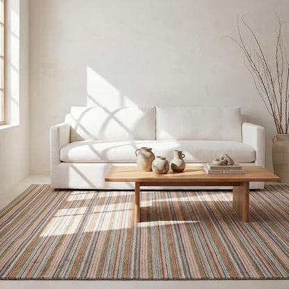 Dash & Albert Brindle Clay Striped Hand Loom Knotted Wool Rug, 2'x3' | Stripe Hand Loom Knotted Wool Rug, 2' X 3', Clay Striped Pattern - color: Clay, size: 2' x 3' (Rectangular)