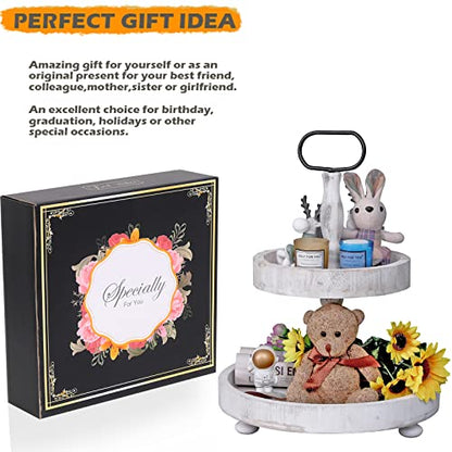 2 Tier Tray Cake Stand Farmhouse Kitchen Decor Centerpiece,Serving Tray Coffee Bar