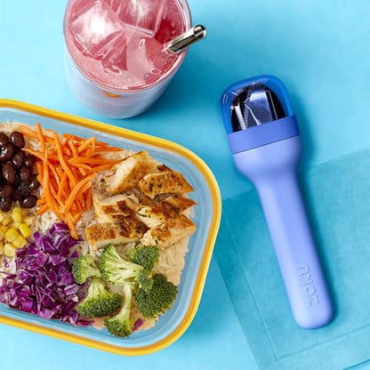 Zoku Pocket Utensil Set Stainless Steel Fork, Knife, and Spoon in Case Blue - color: Blue