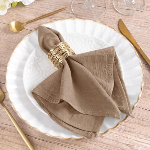 Nude Cotton Linen Cloth Napkins Boho Rustic Table Dinner Napkins Cloth | 16"×16",Set of 6 Cloth Napkins Bulk,Washable Dinner Napkins for Wedding Party Baby Bridal Shower Birthday Table Decor - color: Nude, size: 16" x 16" (Set of 6)