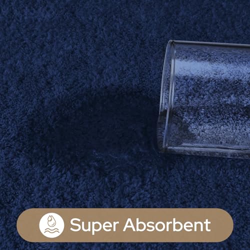HOMEIDEAS Upgraded Bathroom Rugs Set 3 Piece, Ultra Soft Memory Foam Bath Mats, Super Absorbent Non Slip Washable U-Shaped Toilet Bath Rug (Navy Blue, 17"x24"+20"x32"+U-Shaped 20"x24") - color: Navy Blue