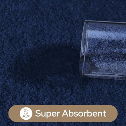 HOMEIDEAS Upgraded Bathroom Rugs Set 3 Piece, Ultra Soft Memory Foam Bath Mats, Super Absorbent Non Slip Washable U-Shaped Toilet Bath Rug (Navy Blue, 17"x24"+20"x32"+U-Shaped 20"x24") - color: Navy Blue