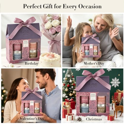 Scented Candles for Women, 4 Pcs Aromatherapy Candles with Natural Soy Wax | Candle Gift Set Long-Lasting Burn, Festive Fragrances for Christmas, Thanksgiving, Birthday & Holiday