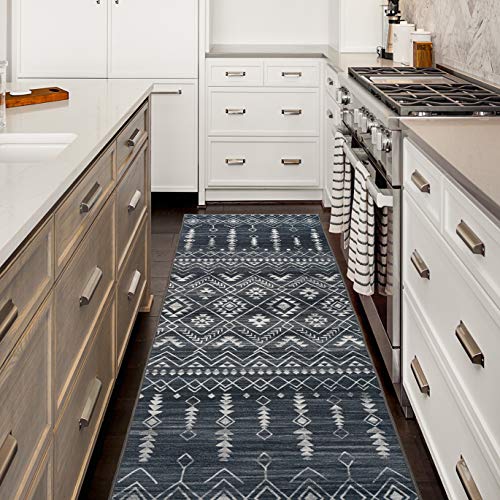 ReaLife Machine Washable Area Rug Runner - Living Room Bedroom Bathroom Kitchen Entryway Office - Padded Low Pile Stain Resistant Premium - Geometric Moroccan Diamond - Jace 2'6" x 8' - color: Jace, size: 2'6" x 8' (Rectangular)