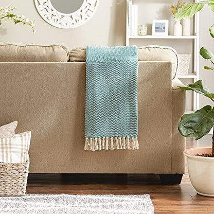 DII Chevron Throw Collection Handloomed Cotton, 50x60, Teal - color: Teal, size: 50x60"