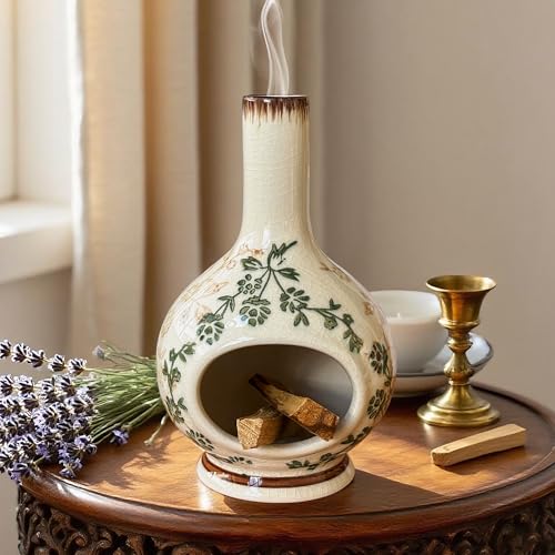 Handmade Ceramic Incense Holder，Stick & Backflow - Sage Holder for Burning ，Meditation Accessories，Easily Grab All Incense Ash (Green and Beige) - color: Green and Beige