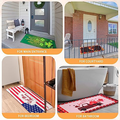 Timgle 12 Pcs Seasonal Door Mat Inserts Interchangeable, 22x10 Inch | Holiday Themes for Halloween Christmas Easter, Replaceable Cards for Doormat Frames, Festive Front Entrance Decoration