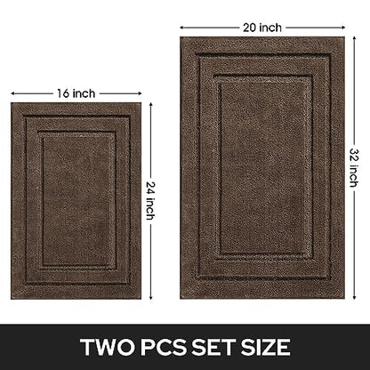 HOMEIDEAS Bathroom Rugs Sets 2 Piece, Super Soft and Absorbent Non Slip Microfiber Machine Washable Bath Mat Set (20" x 32" + 16" x 24", Brown) - color: Loop- Brown, size: 1'4" x 2'8" (16"x24"+20"x32")