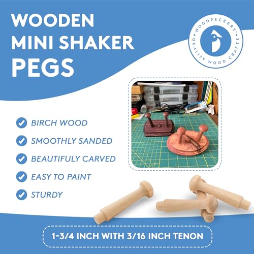Woodpeckers Mini Wooden Shaker Pegs 1-3/4-inch w/ 3/16-inch Tenon, Pack of 250 DIY Wooden Wall Hooks, Wood Hooks for Hanging Jewelry - color: Pack of 250, size: 1-3/4 Inch Tenon