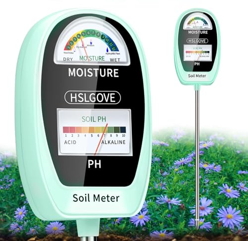 HSLGOVE Soil Test Kit, 2-in-1 Soil Moisture Meter/Soil PH Meter, Dual Screen Soil Tester, Soil Moisture Meter for Plants Watering/Gardening for Lawn,Farm Indoor&Outdoor Use-Pale Green