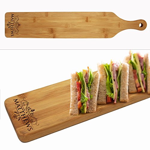 The Wedding Party Store Custom Engraved Cheese and Crackers Serving Board - Personalized Bamboo Wood Appetizer, Meat, Bread Platter