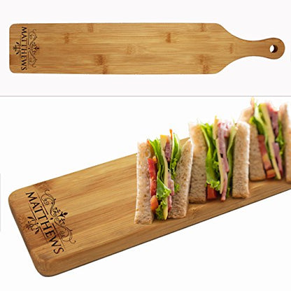 The Wedding Party Store Custom Engraved Cheese and Crackers Serving Board - Personalized Bamboo Wood Appetizer, Meat, Bread Platter